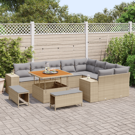 Trädgårdsoffset 12 st 9-Antal sittplatser Beige och Ljusgrå