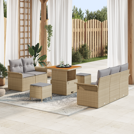 Trädgårdsoffset 8 st 7-Antal sittplatser Beige och Ljusgrå