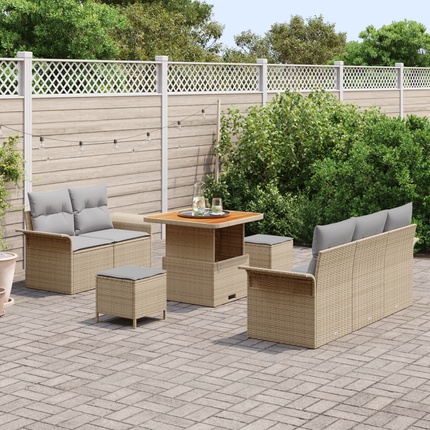 Trädgårdsoffset 8 st 7-Antal sittplatser Beige och Ljusgrå