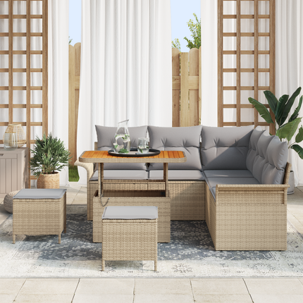 Trädgårdsoffset 8 st 7-Antal sittplatser Beige och Ljusgrå