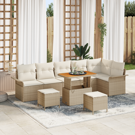 Trädgårdsoffset 9 st 8-Antal sittplatser Beige och gräddfärgad