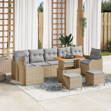 Trädgårdsoffset 10 st 9-Antal sittplatser Beige och Ljusgrå