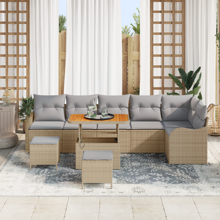 Trädgårdsoffset 9 st 8-Antal sittplatser Beige och Ljusgrå