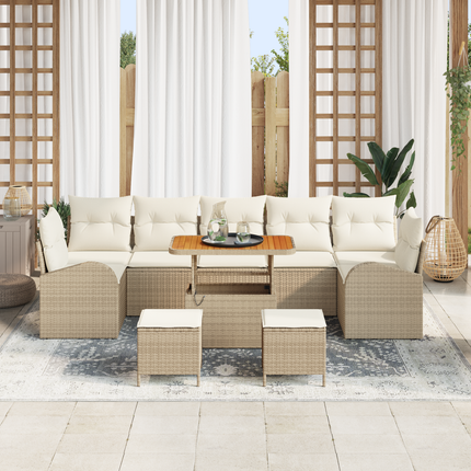 Trädgårdsoffset 10 st 9-Antal sittplatser Beige och gräddfärgad