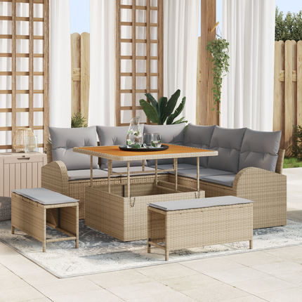 Trädgårdsoffset 8 st 7-Antal sittplatser Beige och Ljusgrå