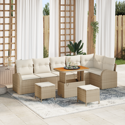 Trädgårdsoffset 9 st 8-Antal sittplatser Beige och gräddfärgad