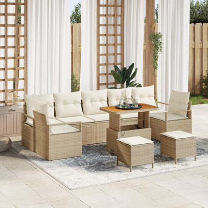 Trädgårdsoffset 10 st 9-Antal sittplatser Beige och gräddfärgad