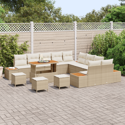 Trädgårdsoffset 14 st 13-Antal sittplatser Beige Poly rattan
