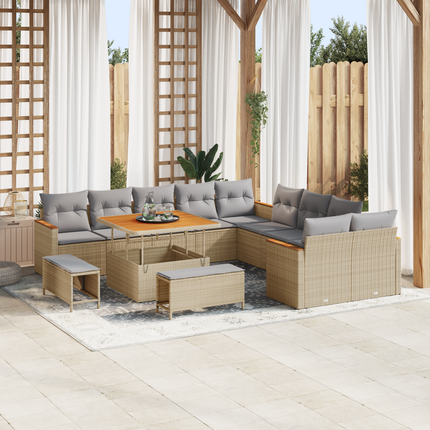 Trädgårdsoffset 13 st 12-Antal sittplatser Beige konstrotting