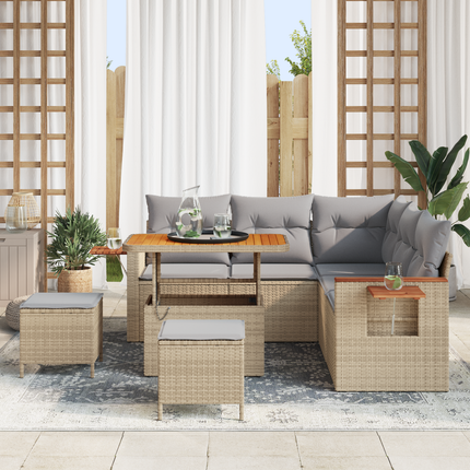 Trädgårdsoffset 9 st 8-Antal sittplatser Beige och Ljusgrå