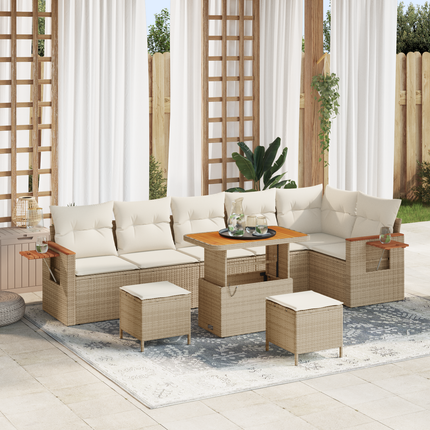 Trädgårdsoffset 11 st 9-Antal sittplatser Beige och gräddfärgad