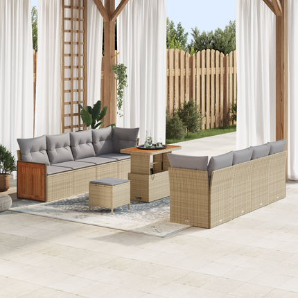 Trädgårdsoffset med kudde 12 pcs Beige och Ljusgrå konstrotting