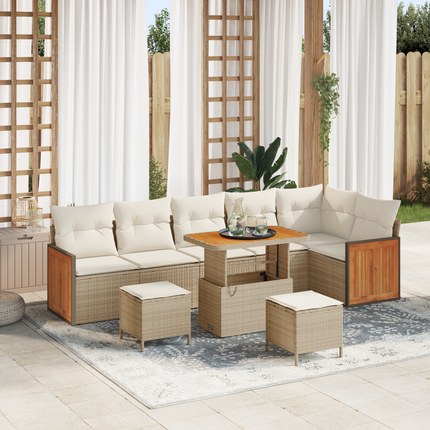 Trädgårdsoffset 11 st 7-Antal sittplatser Beige och gräddfärgad