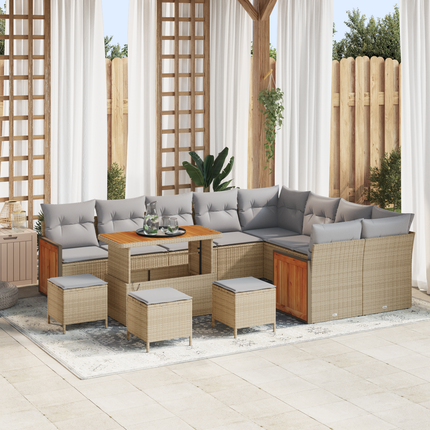 Trädgårdsoffset 14 st 10-Antal sittplatser Beige och Ljusgrå