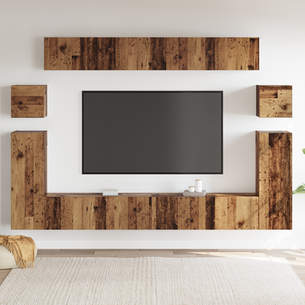 TV Enheter Väggmonterad 4 pcs Gammalt trä Konstruerat trä