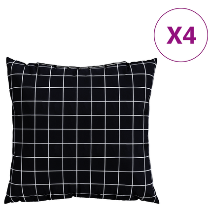 Spridda Kuddar 4 st Polyester Tyg Svart Rutigt 50 x 50 cm