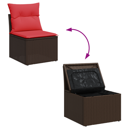 | Trädgårdsoffa | med kudde Brun 55 x 62 x 69 cm Poly rattan