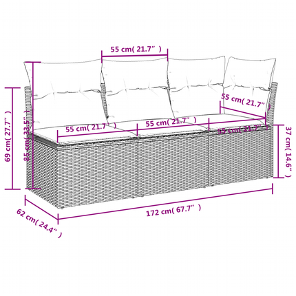 | Trädgårdsoffa | med kudde Brun 172 x 62 x 69 cm Poly rattan