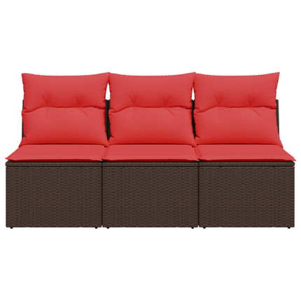 | Trädgårdsoffa | med kudde Brun 165 x 62 x 69 cm Poly rattan