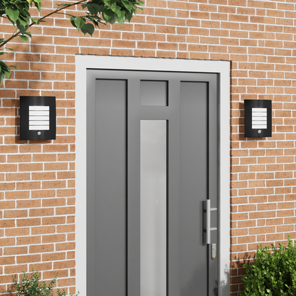 Utomhus vägglampa 2 st Svart 23,5 x 9 x 26 cm