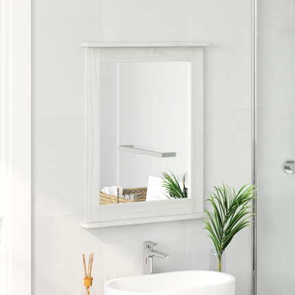Spegel Rektangulär VIGO Antik vit 55,5 x 5 x 70 cm Massiv furu
