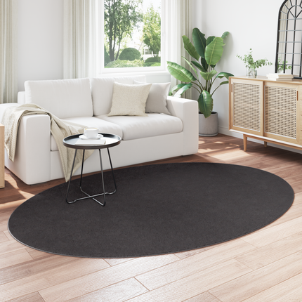 Områdesmattor Oval HUARTE Antracit 160 x 230 cm 100% Polyester
