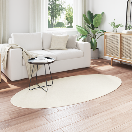 Områdesmattor Oval HUARTE Kräm 100 x 200 cm 100% Polyester
