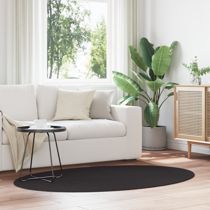 Områdesmattor Oval HUARTE Svart 100 x 200 cm 100% Polyester