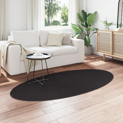 Områdesmattor Oval HUARTE Svart 100 x 200 cm 100% Polyester