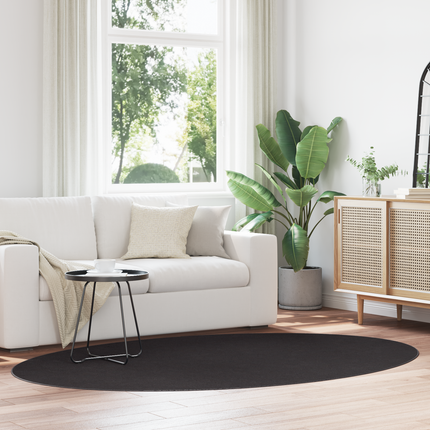 Områdesmattor Oval HUARTE Svart 160 x 230 cm 100% Polyester