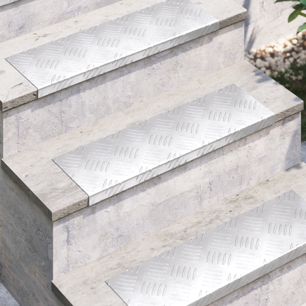 Trappsteg 10 st 60 x 18 x 2,5 cm Silver Aluminium Rektangulär