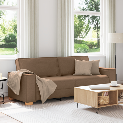 3-Sits soffa Brun 220 cm tyg
