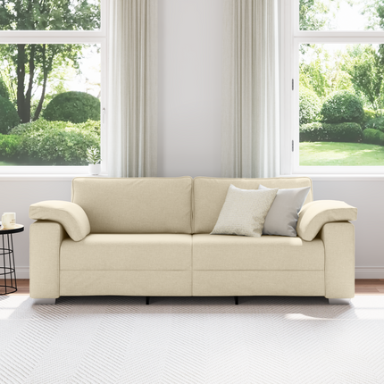 3-Sits soffa Kräm 220 cm tyg