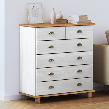 Kista av lådor med låda ASKIM Vit 91 x 40 x 95,5 cm Massiv furu