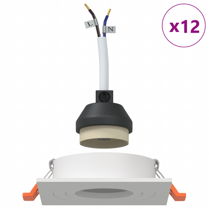 Spotlight 12 st Vit 9 x 9 x 2 cm Aluminium