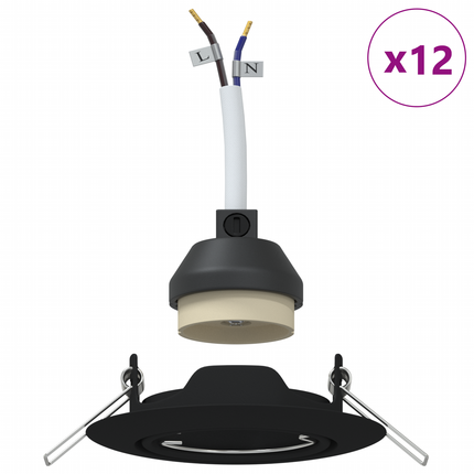 Spotlight 12 st Svart 9 x 9 x 2.5 cm Metall