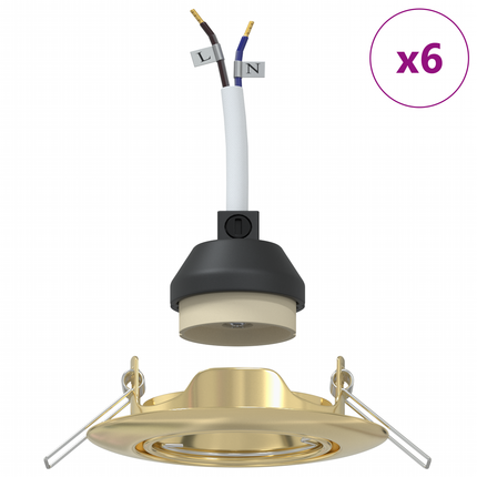 Spotlight 6 st Guld 9 x 9 x 2.5 cm Metall