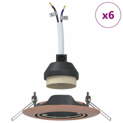Spotlight 6 st Koppar 9 x 9 x 2.5 cm Metall