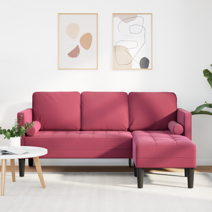 Soffset med kudde Vinröd Polyester