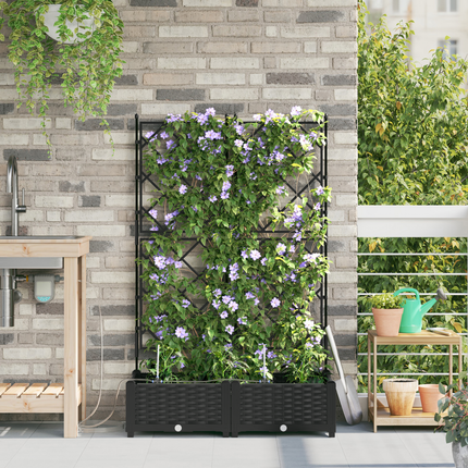 Trädgårdsplanterare 2 st Svart 80 x 40 x 126 cm PP