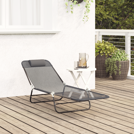 Hopfällbar solstol Grå 182 x 55 x 85,5 cm Textilene