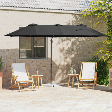 Parasoll Svart 372 x 198 x 243 cm Polyester och aluminium