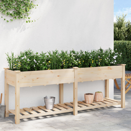 Trädgårdsplanterare Beige 203 x 53 x 76,5 cm Massivt Furu