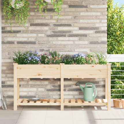 Trädgårdsplanterare Beige 161,5 x 45 x 76,5 cm Massivt Furu