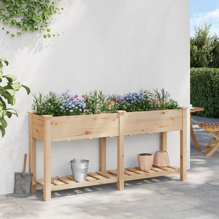 Trädgårdsplanterare Beige 161,5 x 45 x 76,5 cm Massivt Furu