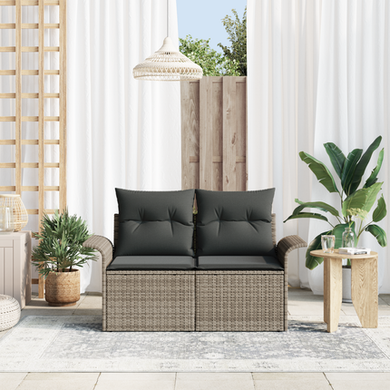 Trädgårdsoffa med kudde Grå 141 x 62 x 69cm konstrotting