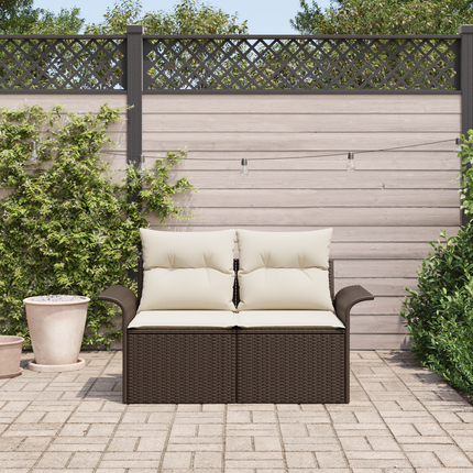 Trädgårdsoffa med kudde Brun 141 x 62 x 69cm konstrotting