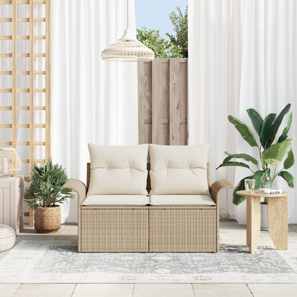 Trädgårdsoffa med kudde Beige 141 x 62 x 69cm konstrotting