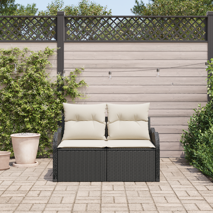 Trädgårdsoffa med kudde Svart 121 x 62 x 69cm konstrotting