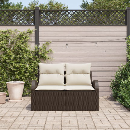 Trädgårdsoffa med kudde Brun 124 x 62 x 69 cm konstrotting